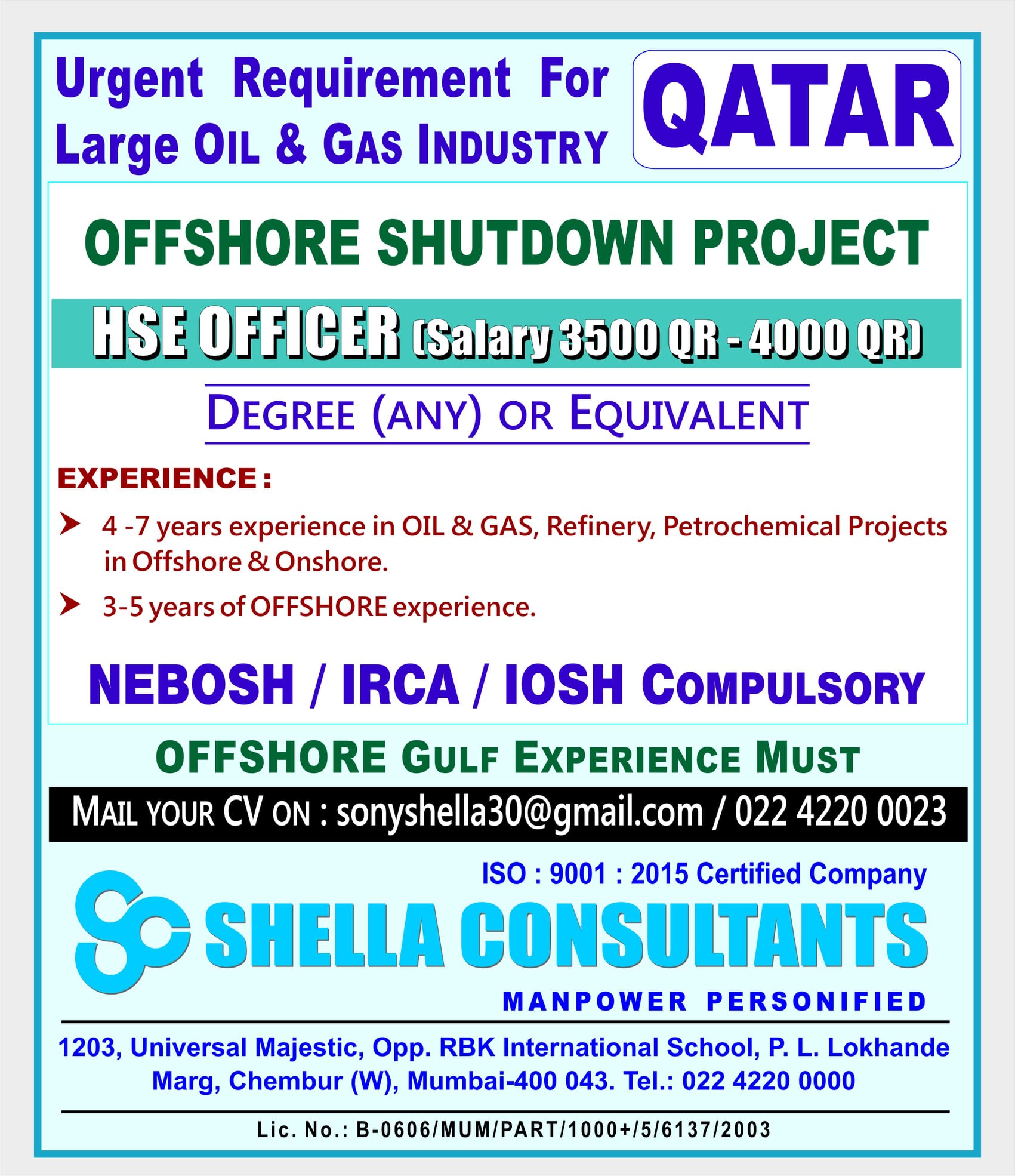 Qatar Jobs Safety Officer Vacancies