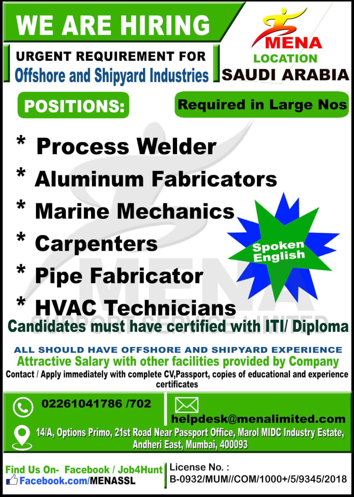 Offshore & shipyard jobs in saudi arabia 2021 - Urgent requirement